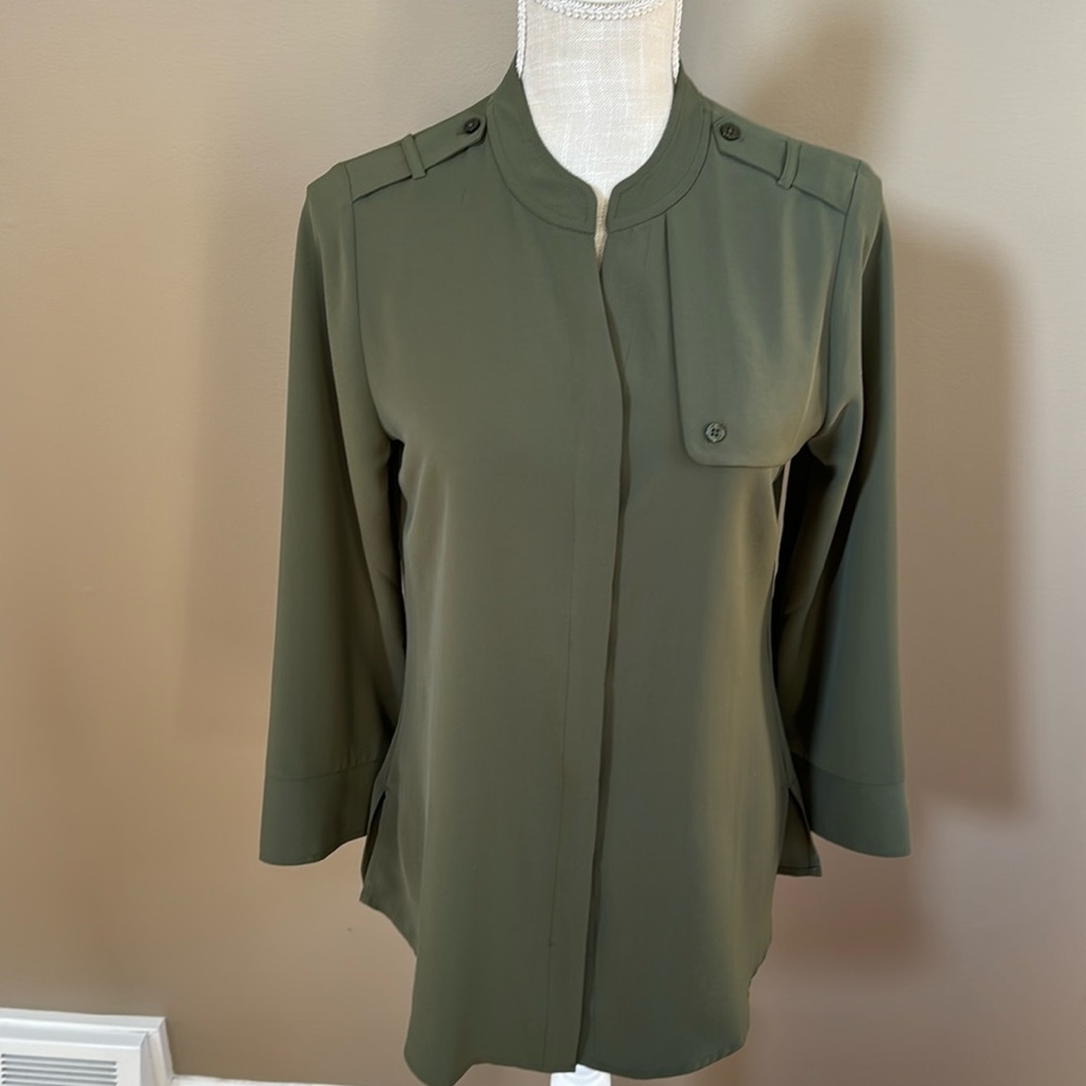 Olive green button down tunic